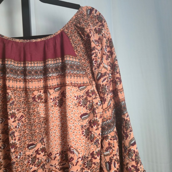 Umgee USA Floral‎ Print Dress Tiered Bell Sleeve Boho Bohemian Small S - Picture 14 of 16